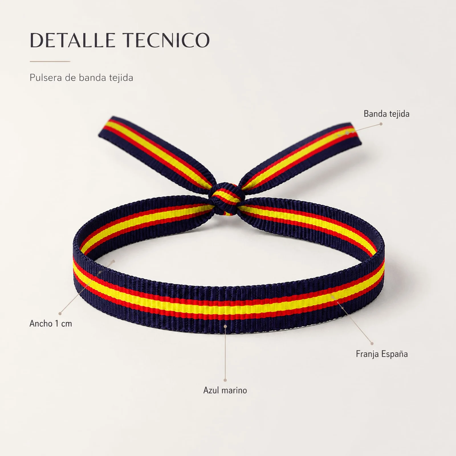 PULSERA ESPAÑA ANCHO 1CM AZUL