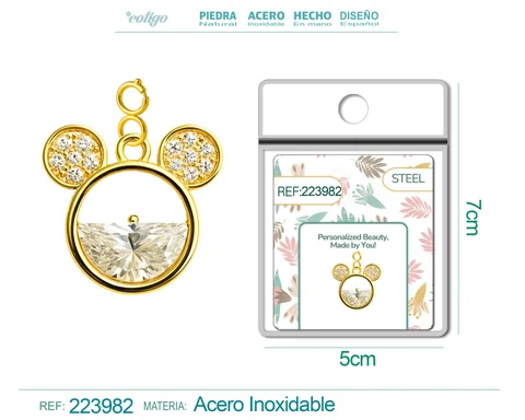 CHARM DE COBRE CHAPADO A ORO 14K CON CIRCONITA-CON CIERRE