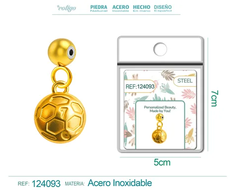 CHARM ACERO DORADO CHAPADO ORO 14 K-CON BOLA DE GOMA