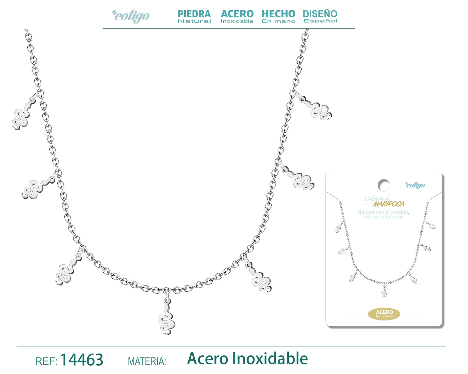 COLLAR CON 7 COLGANTE DE SERPIENTE COLOR PLATEADO
