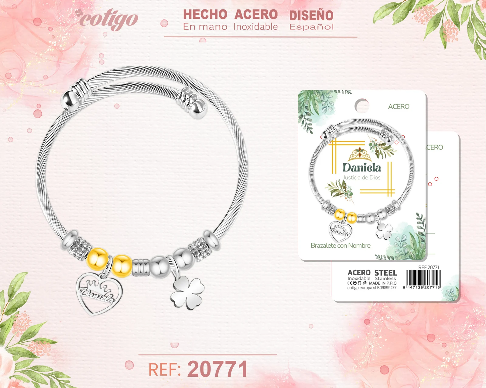 BRAZALERTE ACERO CON NOMBRE:DANIELA