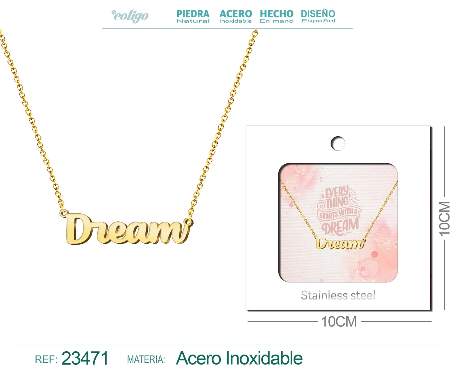 COLLAR INGLES PARA DREAM ACERO CON SOBRE