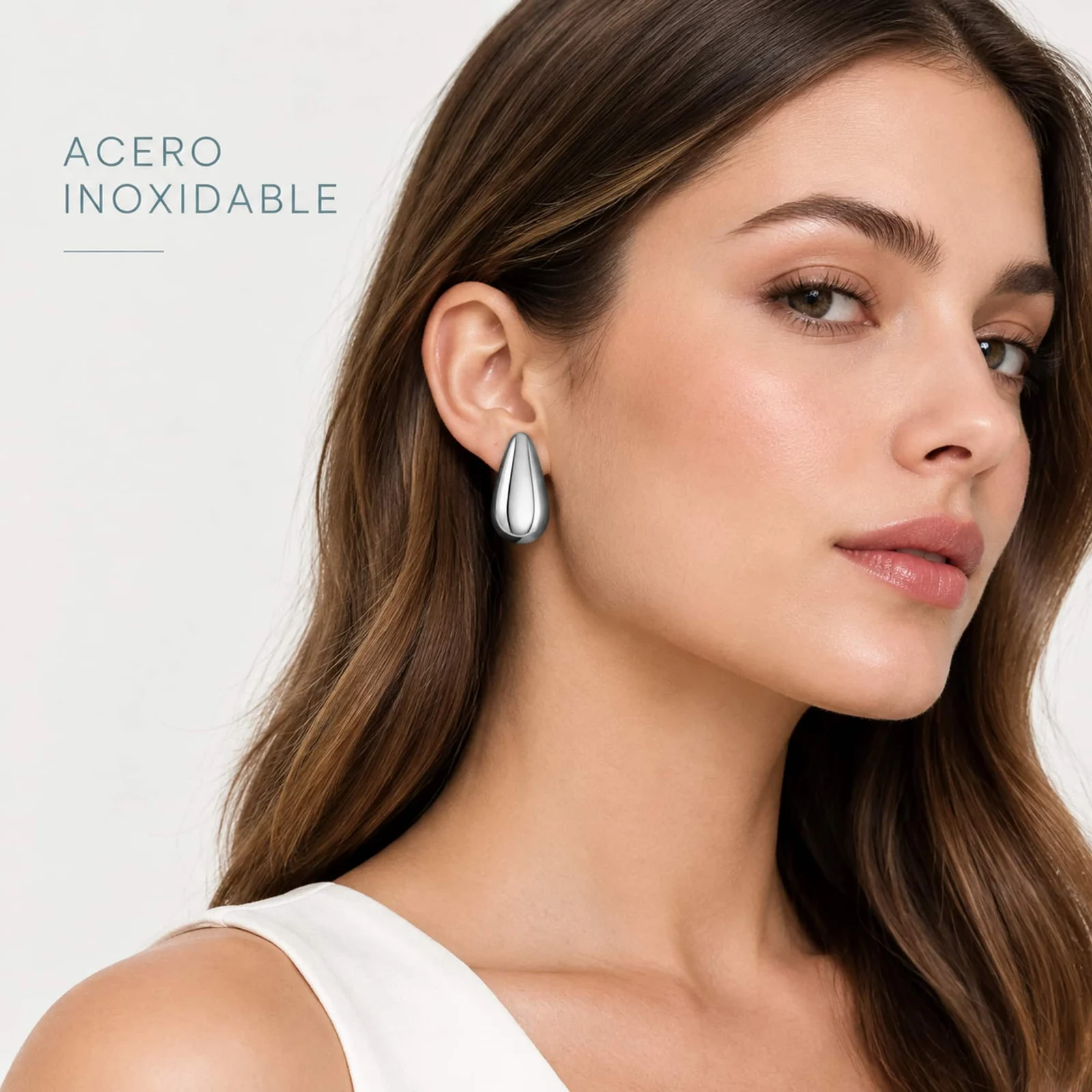Pendiente Acero Inoxidable color Plateado