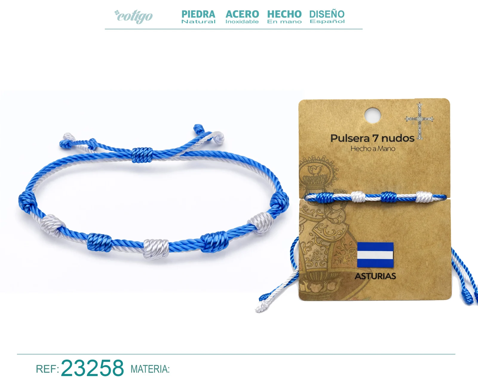 PULSERA 7 NUDOS DE BANDERA DE  ASTURIAS