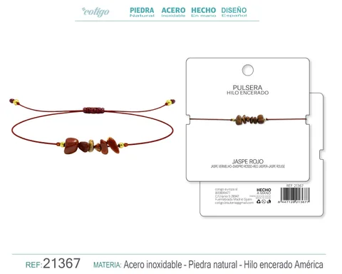 PULSERA HILO ENCERADO CON JASPE ROO