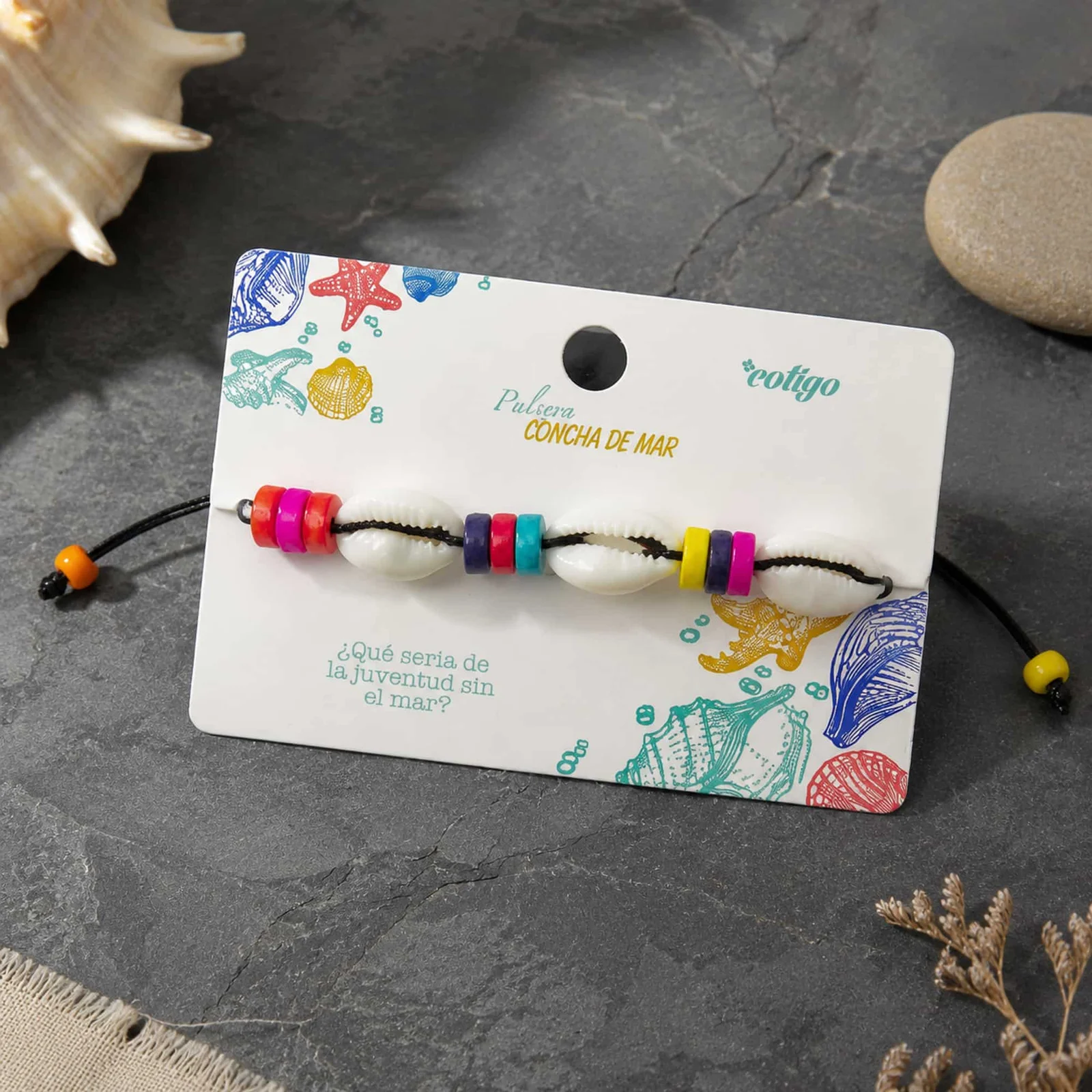 PULSERA HILO ENCERADO DE CONCHA