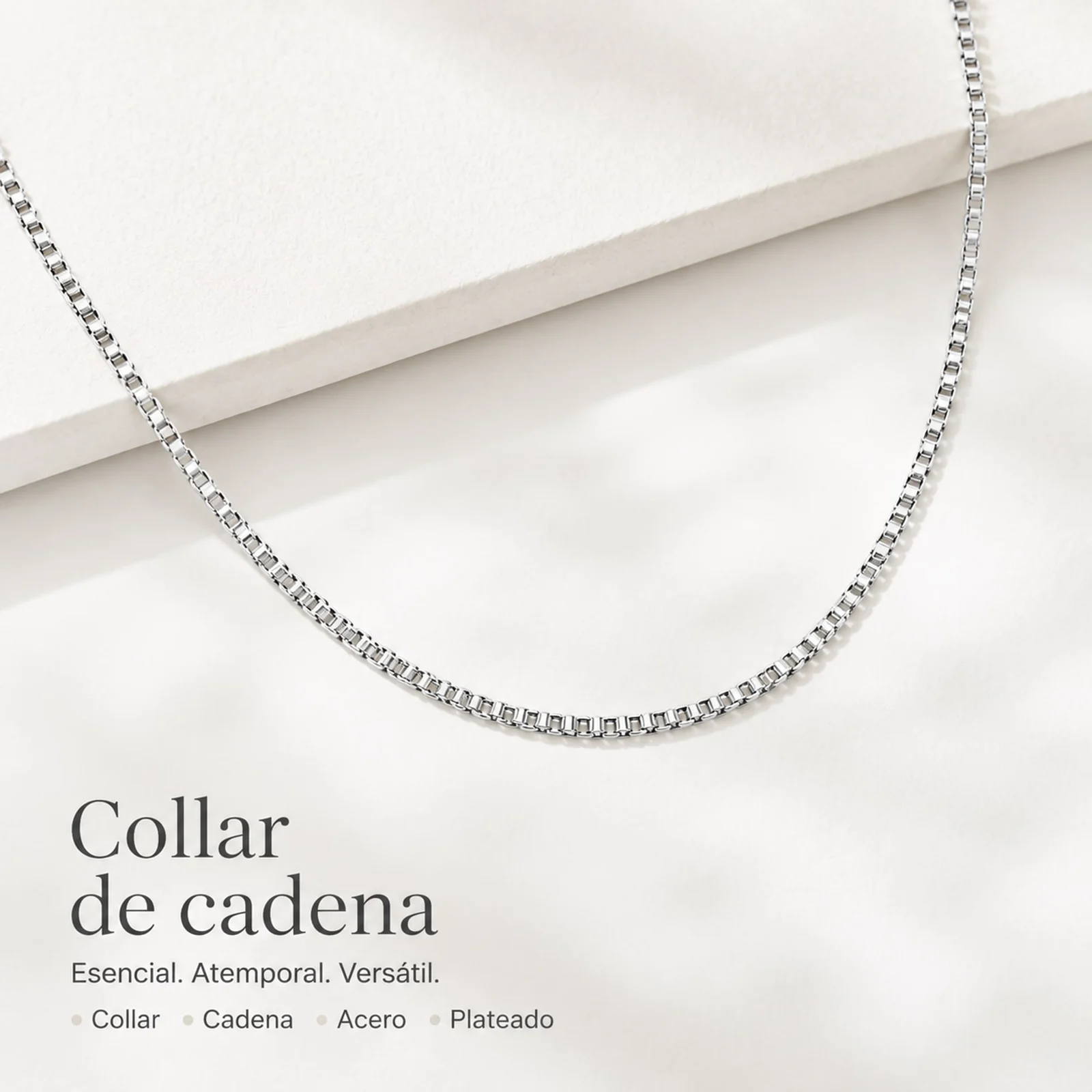 COLLAR DE CADENA ACERO PLATEADO