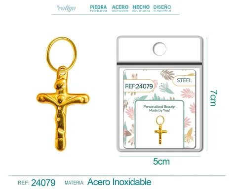 CHARM ACERO DORADO CHAPADO ORO 14 K