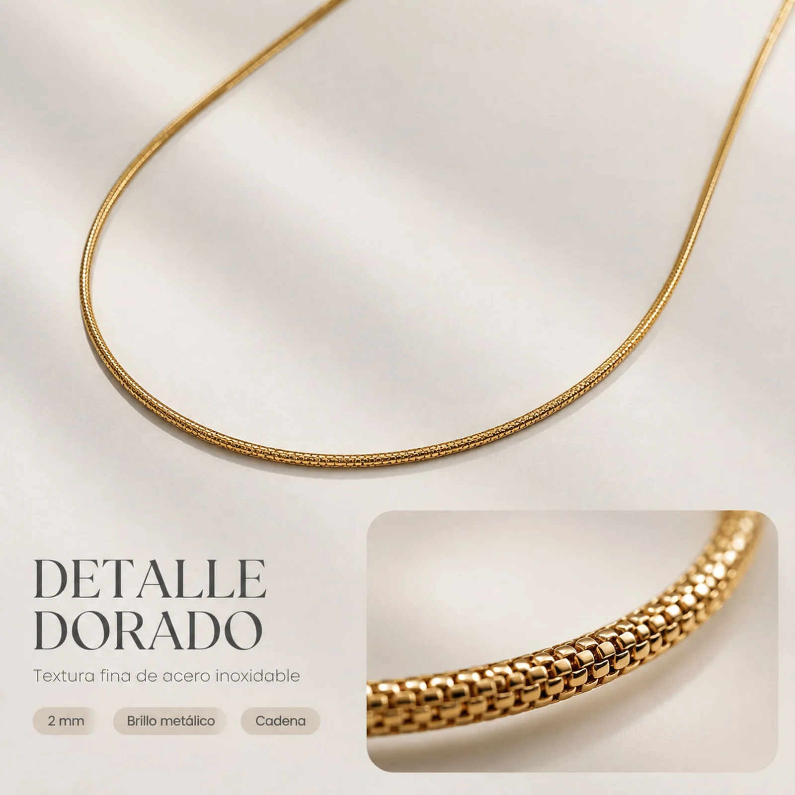 COLLAR DE CADENA ACERO DORADO