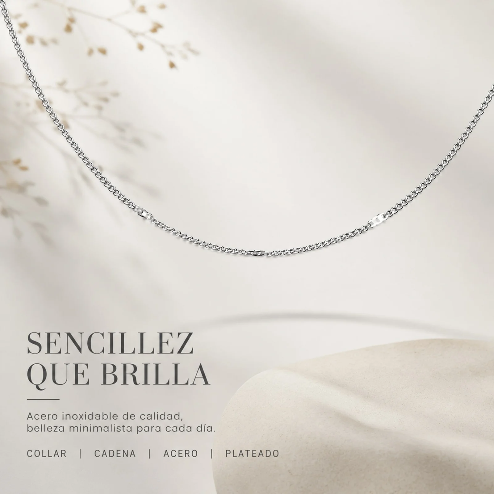 COLLAR DE CADENA ACERO PLATEADO