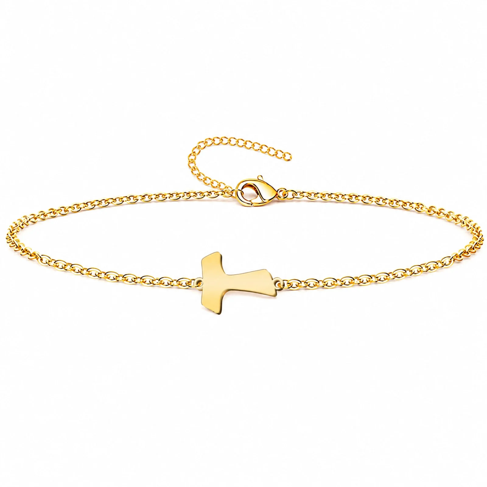 PULSERA CRUZ TAUACERO DORADO