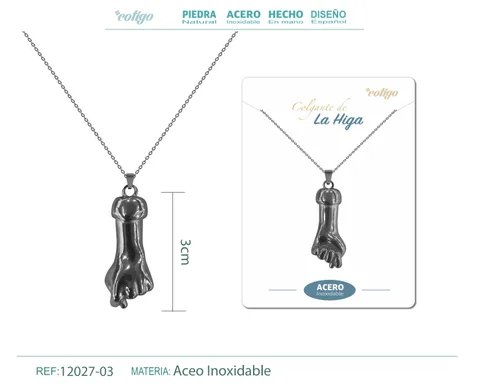 Colgante Mano Higa acero 20mm color Negro