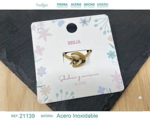 ANILLO BRUJA ACERO COLOR DORADO