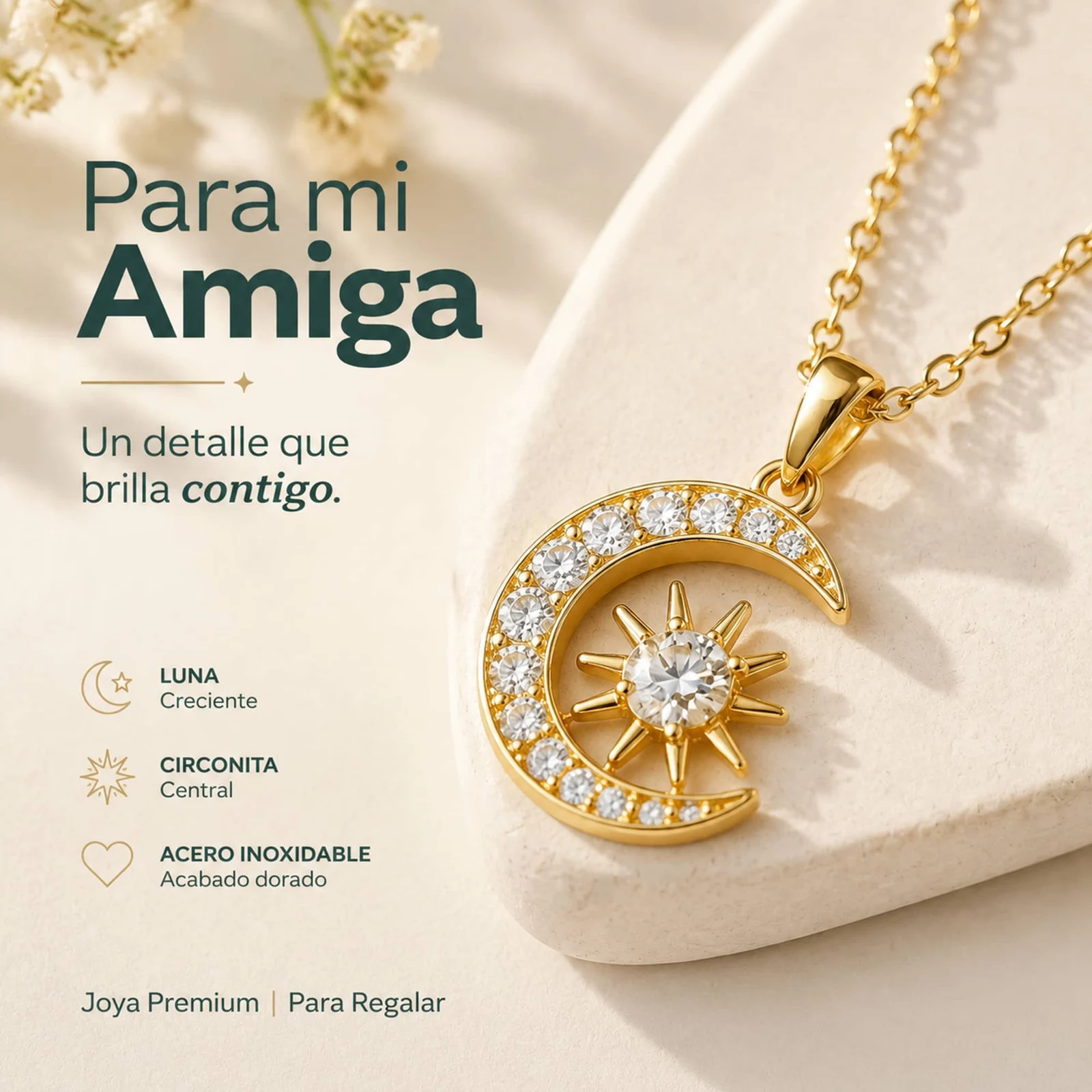 COLLAR ACERO CON CIRCONITA PARA REGALAR A  AMIGA