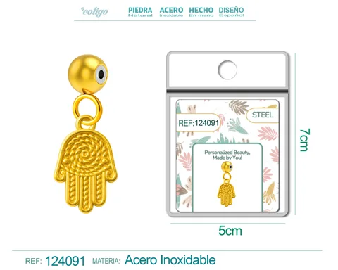 CHARM ACERO DORADO CHAPADO ORO 14 K-CON BOLA DE GOMA
