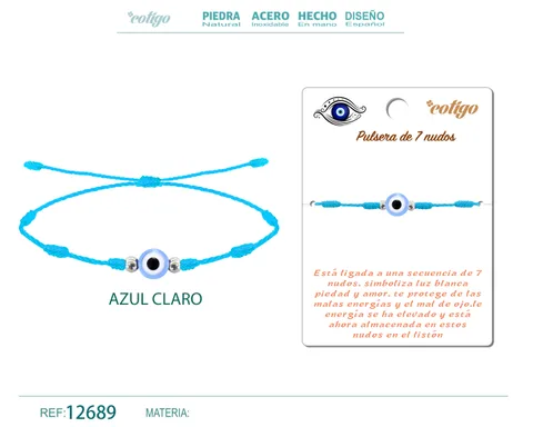 PULSERA 7 NUDOS AZUL CON OJO TURCO