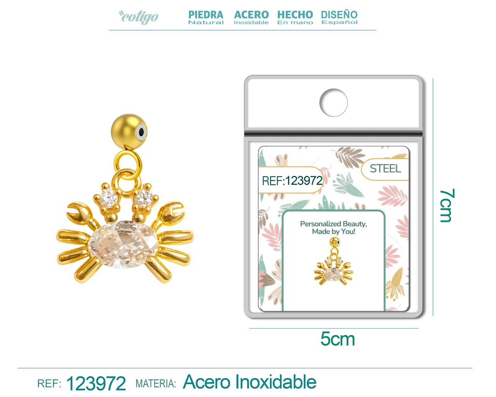 CHARM DE COBRE CHAPADO ORO 14K CON CIRCONITA-CON BOLA DE GOMA