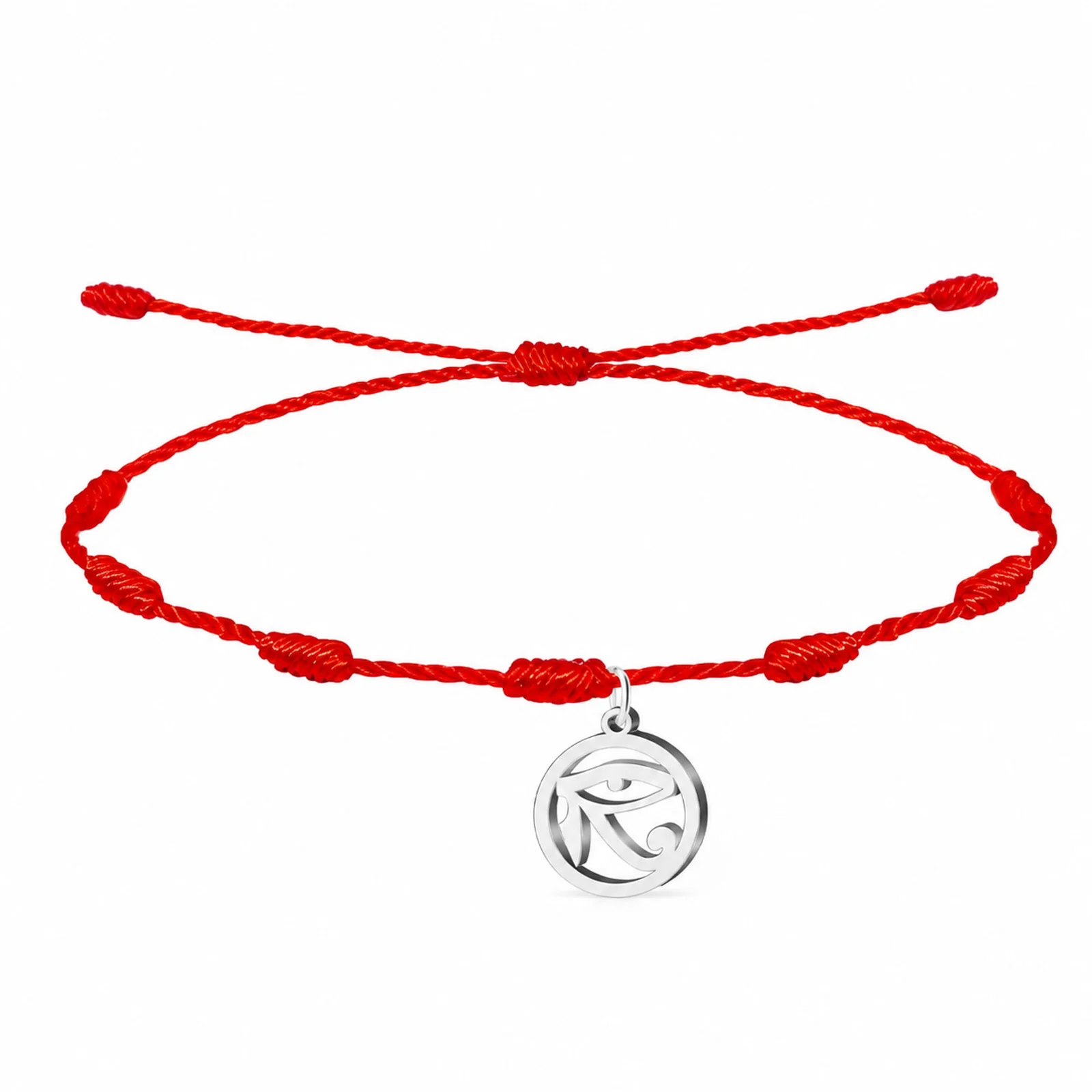 PULSERA 7 NUDOS CON OJO DE HORUS COLOR PLATEADO
