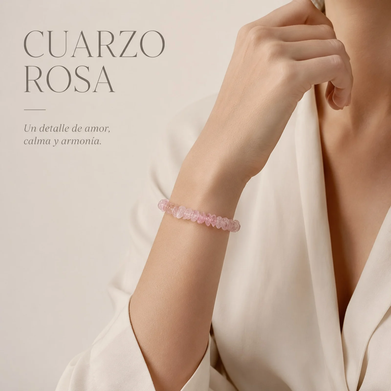 Pulsera Piedra natural Cuarzo Rosa