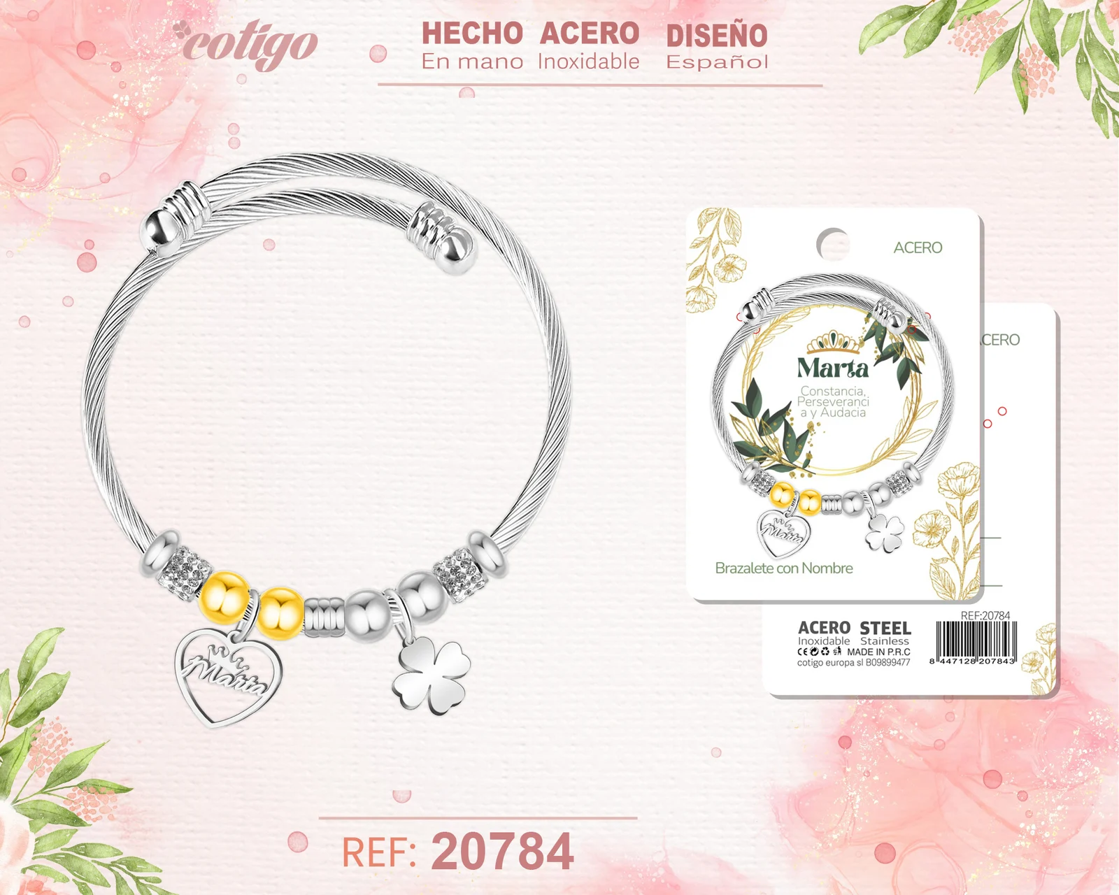 BRAZALERTE ACERO CON NOMBRE:MARTA