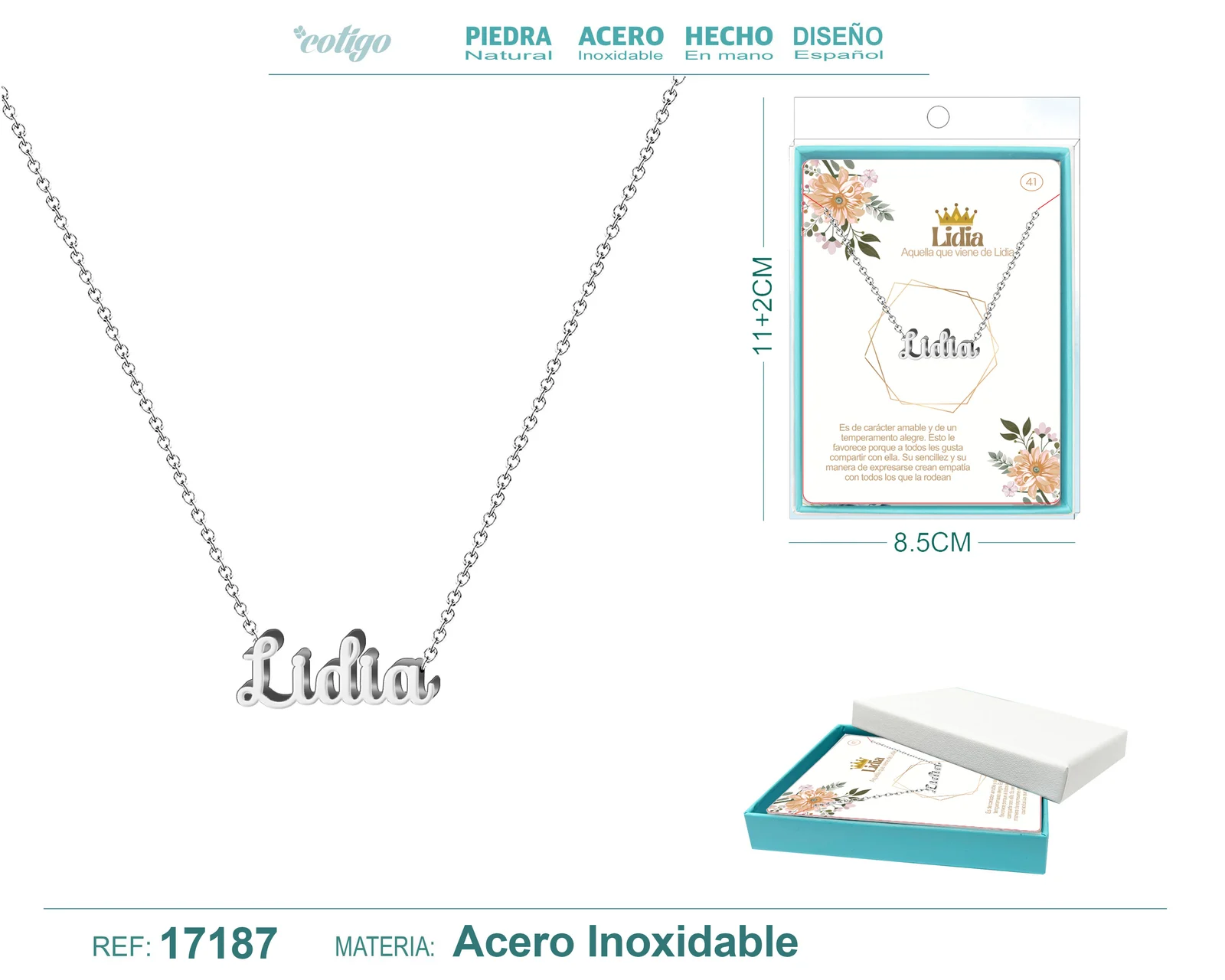 COLLAR LIDIA ACERO COLOR PLATEADO
