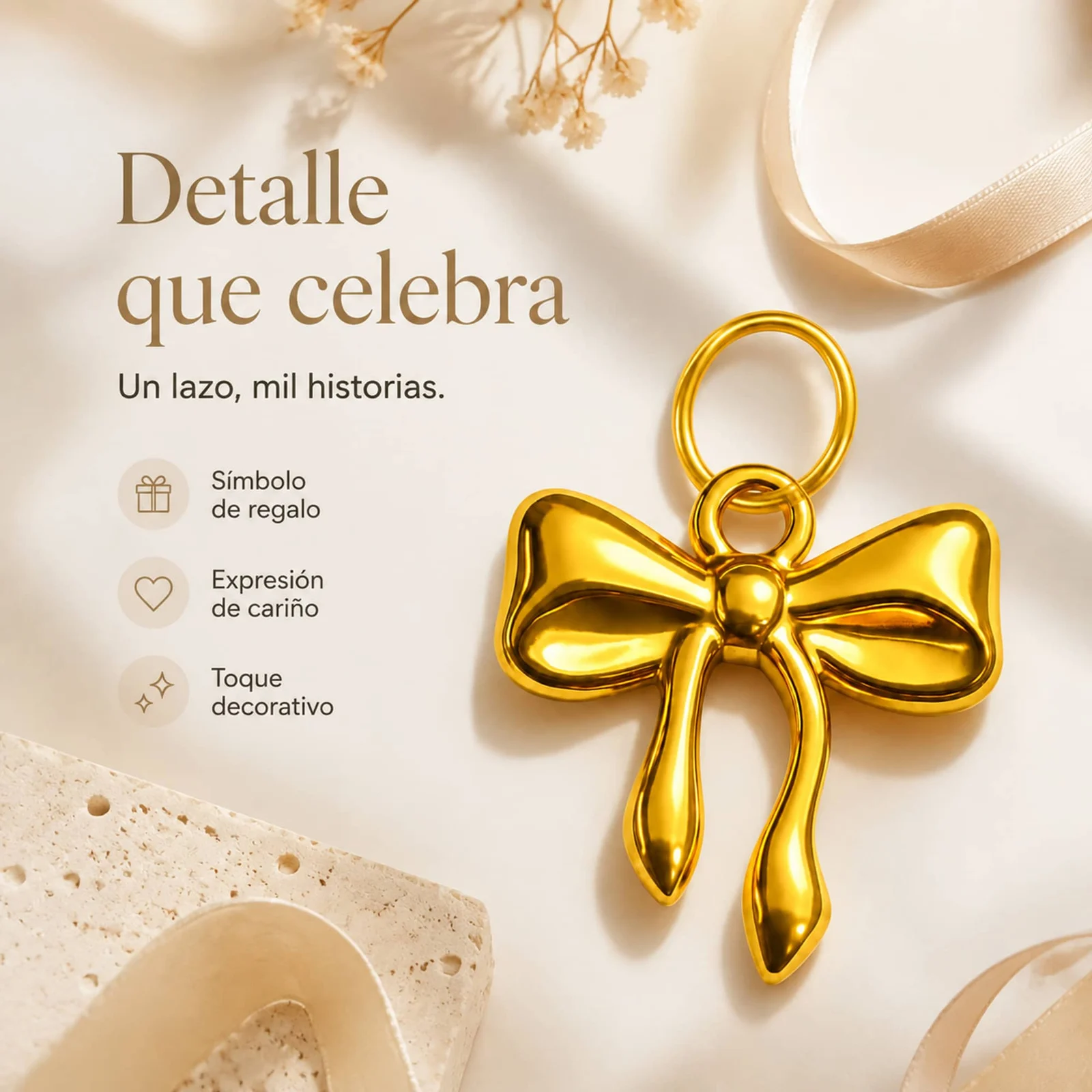 CHARM ACERO DORADO CHAPADO ORO 14 K