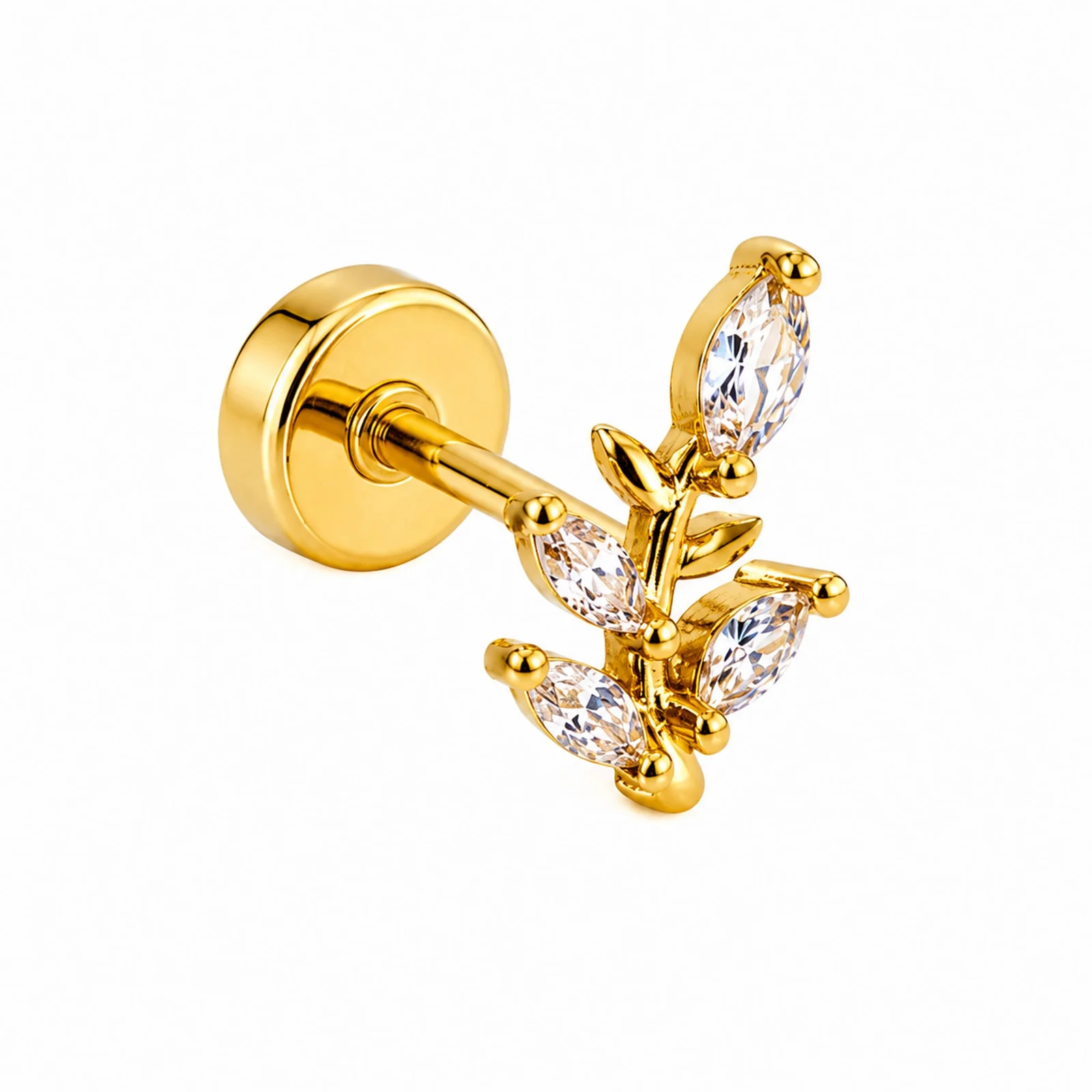 Pendiente-Piercing Bañado Oro 18K y con Circonita