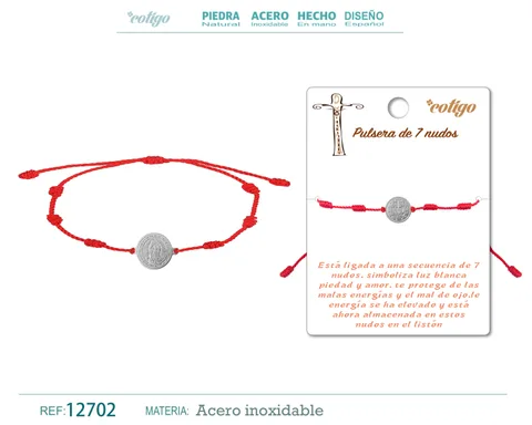 PULSERA 7 NUDOS CON VIRGEN GUADALUPE COLOR PLATEADO