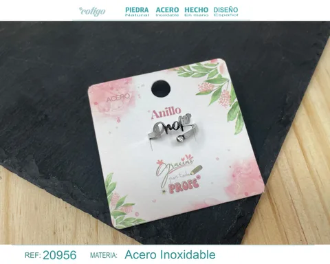 ANILLO PARA PROFESORA ACERO COLOR PLATEADO