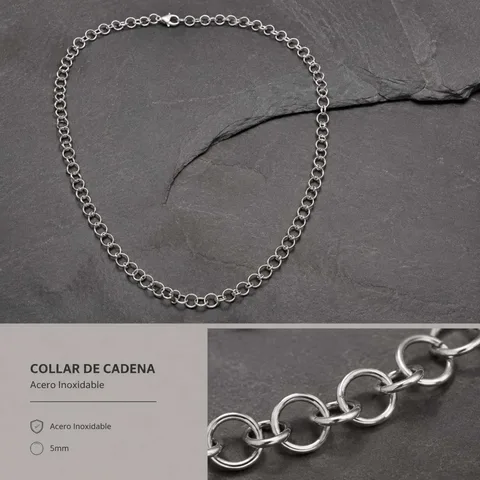 COLLAR DE CADENA ACERO PLATEADO
