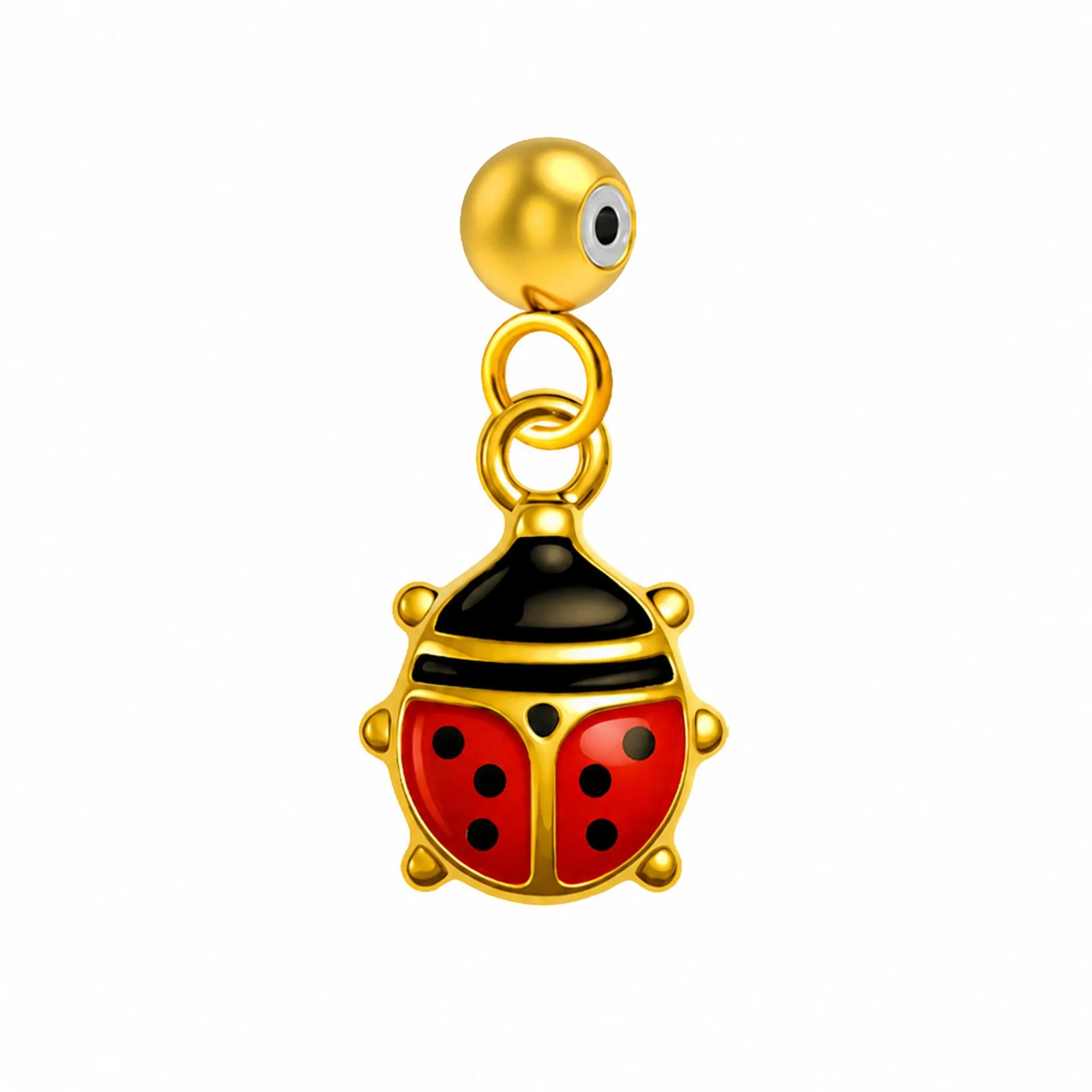 CHARM ACERO DORADO CHAPADO ORO 14 K-CON BOLA DE GOMA