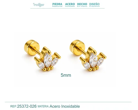 Pendiente-Piercing Bañado Oro 18K y con Circonita