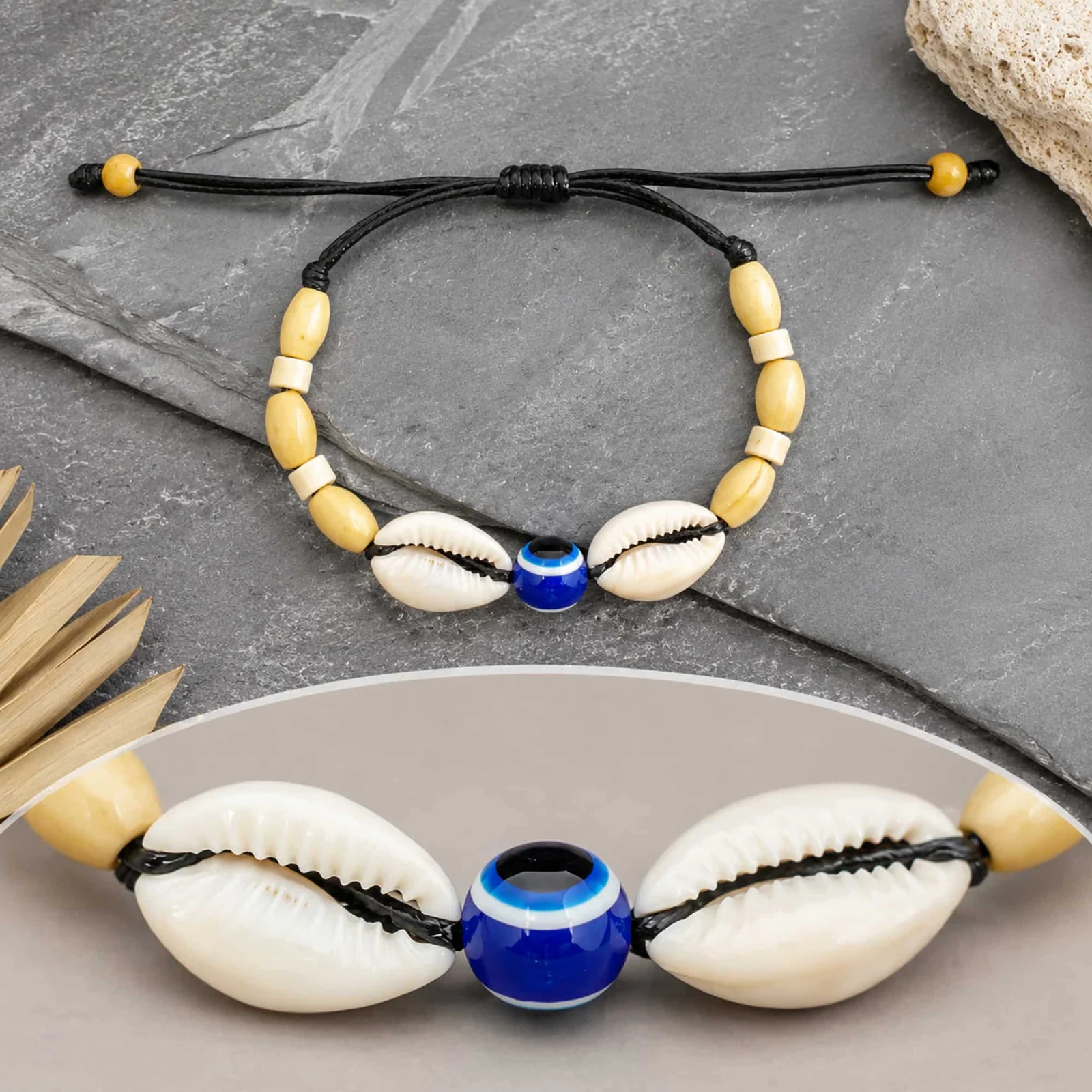 PULSERA HILO ENCERADO DE CONCHA