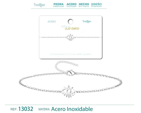 PULSERA OJO TURCO  ACERO PLATEADO