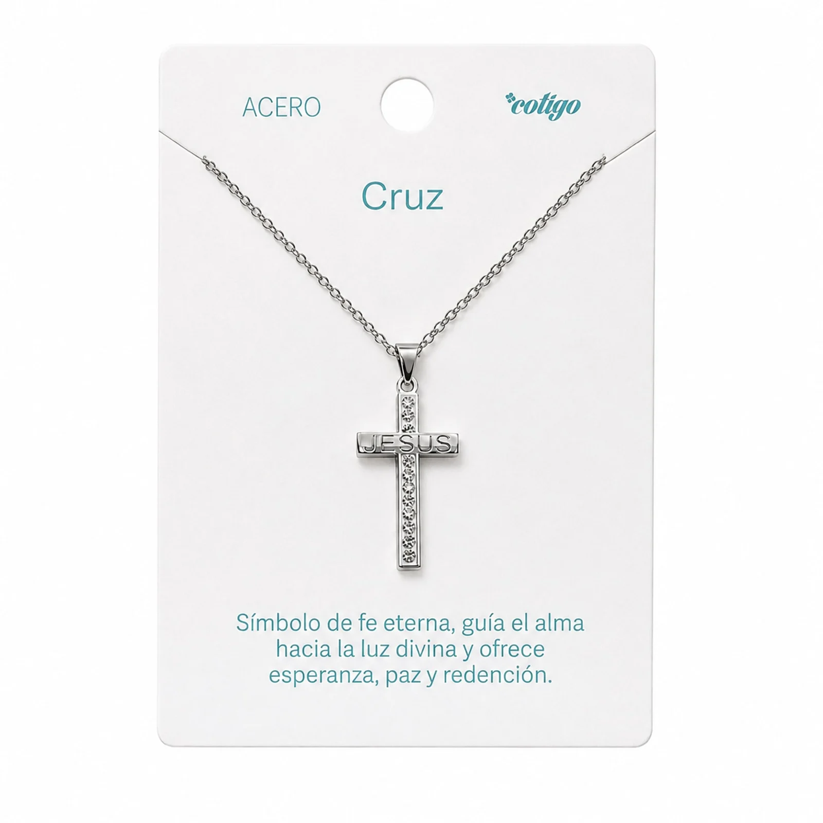 COLGANTE CRUZ LATINA ACERO COLOR PLATEADO