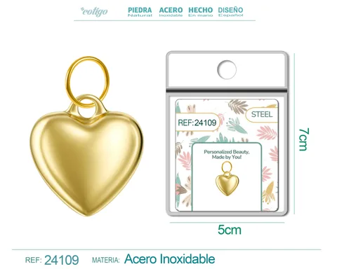 CHARM ACERO DORADO CHAPADO ORO 14 K
