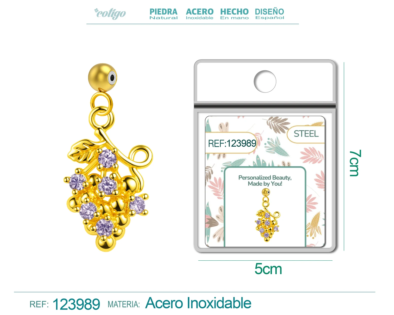 CHARM DE COBRE CHAPADO ORO 14K CON CIRCONITA-CON BOLA DE GOMA