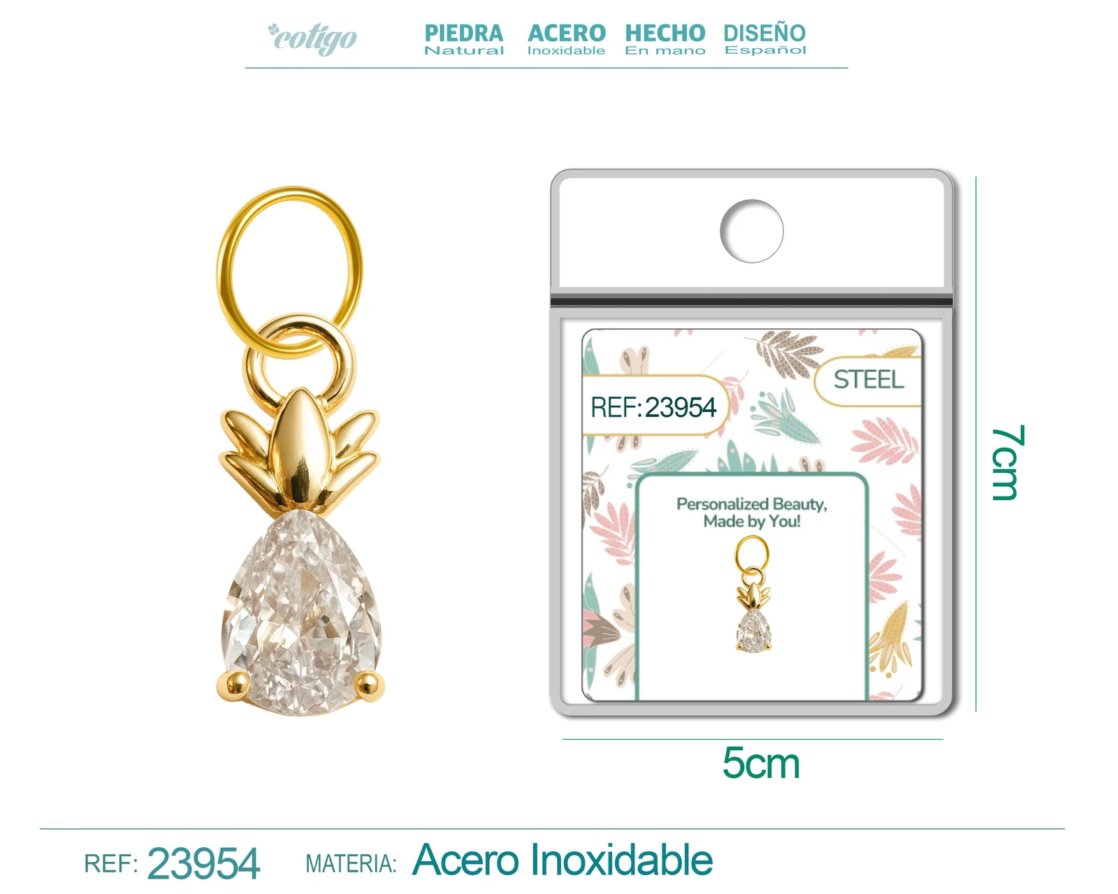 CHARM DE COBRE CHAPADO ORO 14K CON CIRCONITA