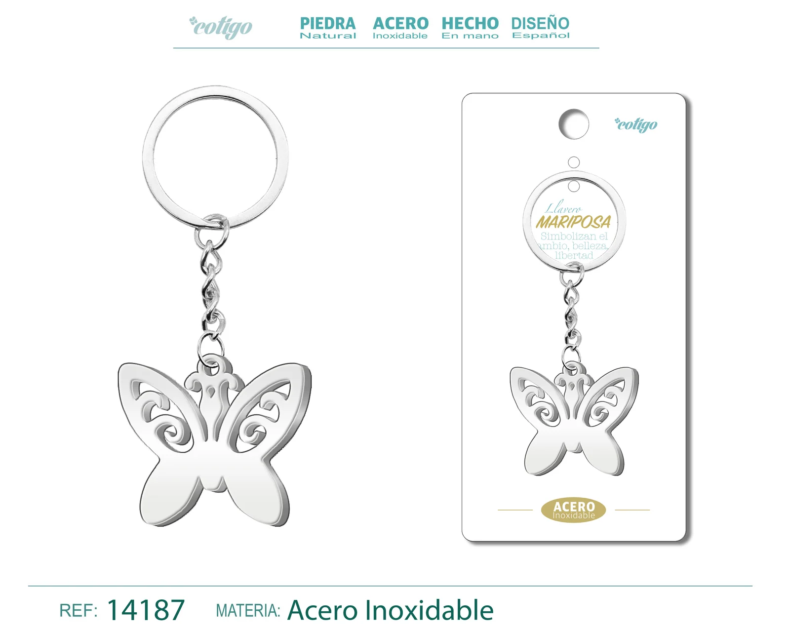 LLAVERO DE MARIPOSA ACERO