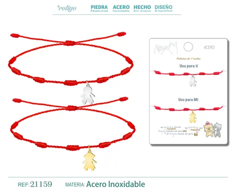 2 PULSERA 7 NUDOS CON NIÑA Y NIÑO ACERO