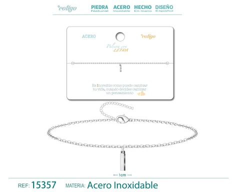 PULSERA LETRA I COLOR PLATEADO