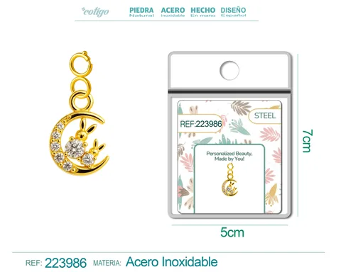 CHARM DE COBRE CHAPADO A ORO 14K CON CIRCONITA-CON CIERRE