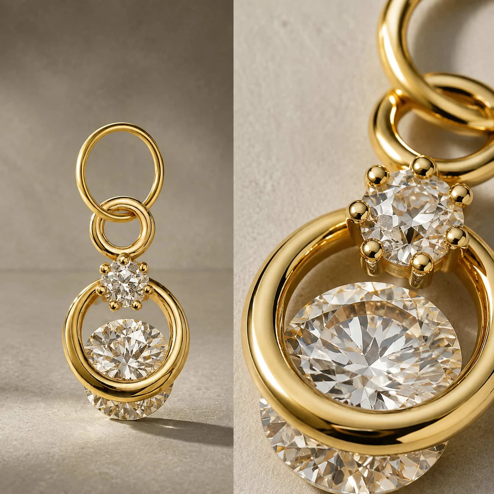 CHARM DE COBRE CHAPADO ORO 14K CON CIRCONITA