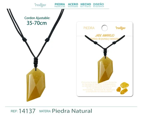 COLGANTE DIENTE LOBO DE PIEDRA JADE AMARILLA