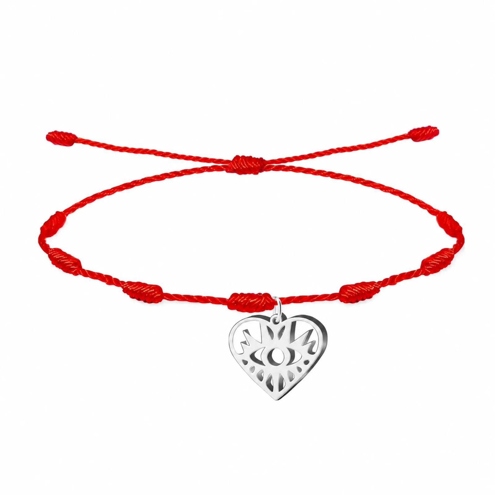 PULSERA 7 NUDOS CON OJO TURCO COLOR PLATEADO