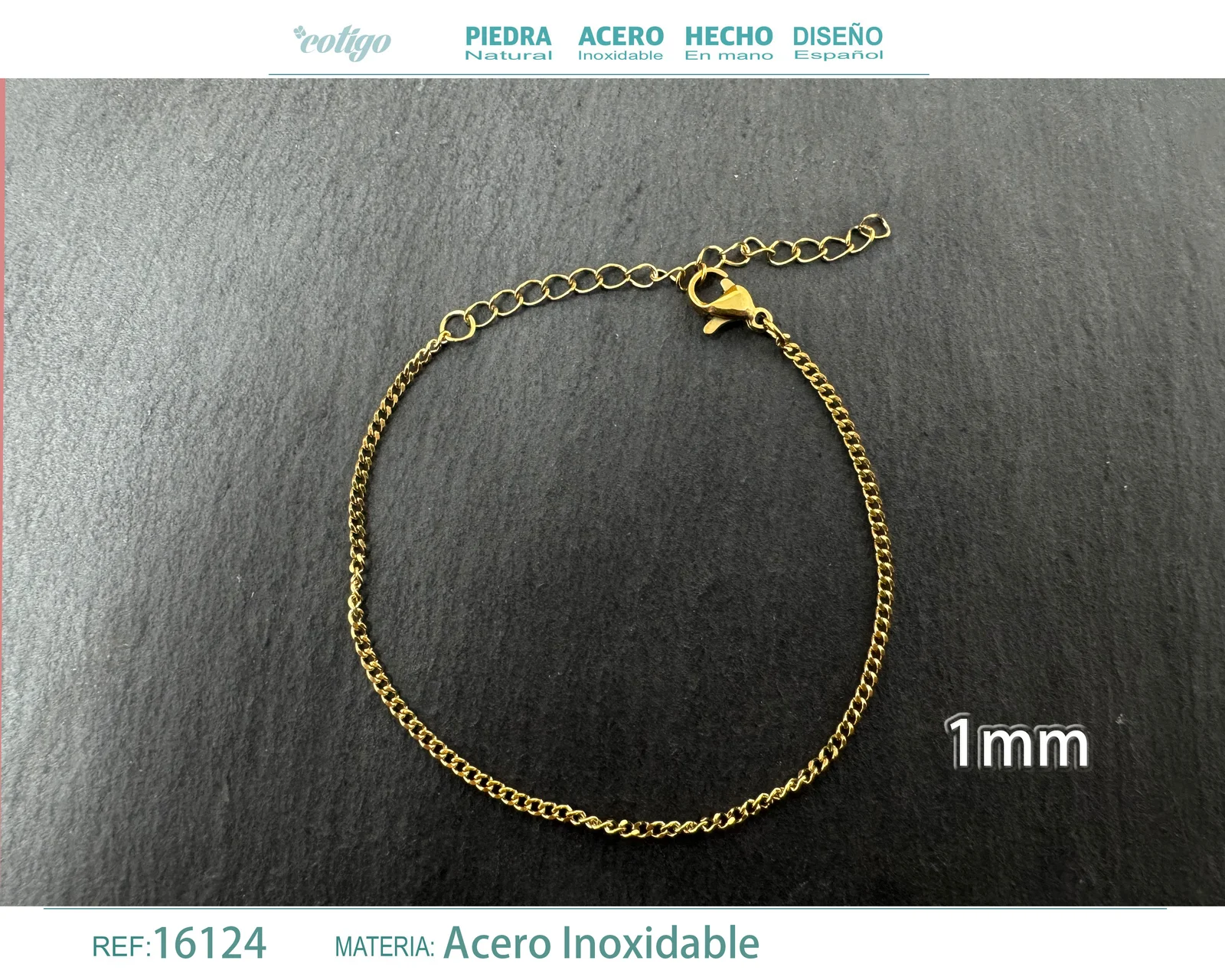 PULSERA DE CADENA ACERO DORADO