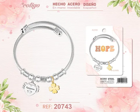 BRAZALETE ACERO CON PALABRA: ESPERANZA