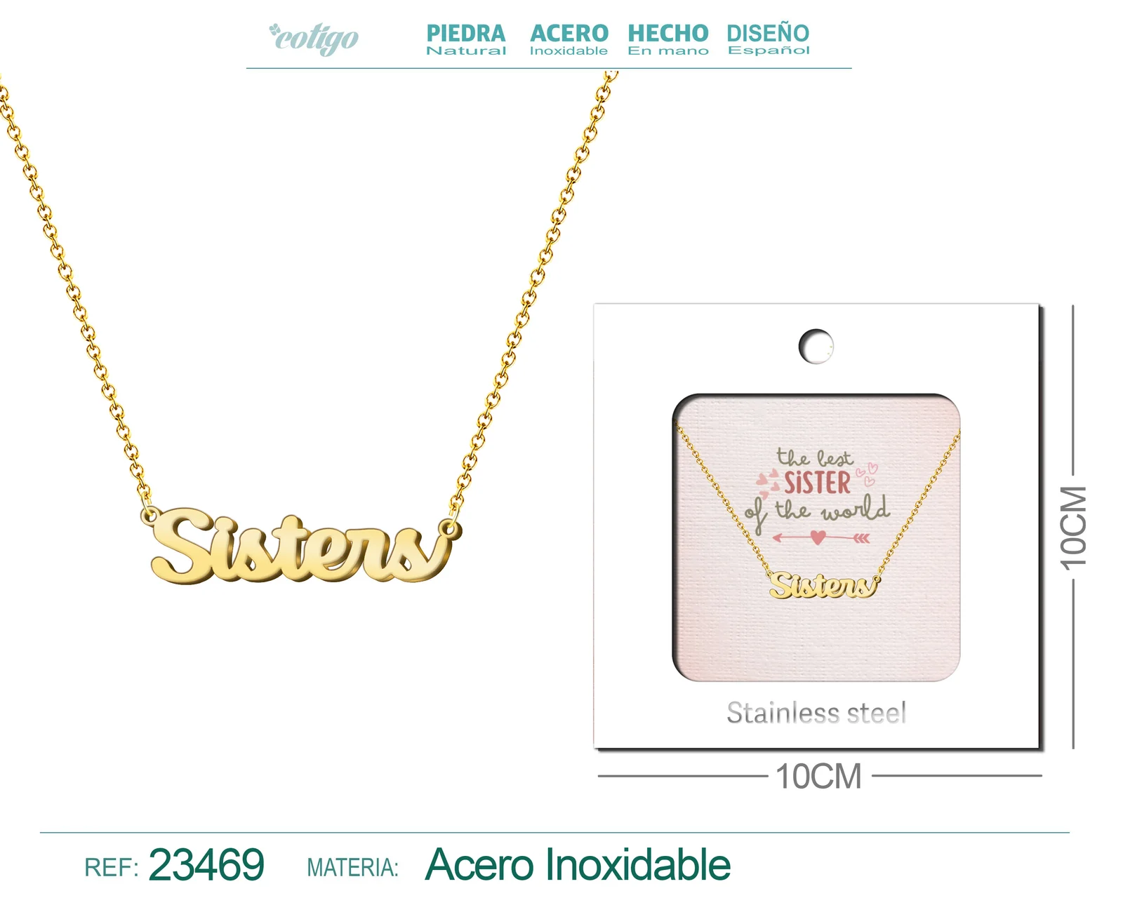 COLLAR INGLES PARA SISTERS ACERO CON SOBRE
