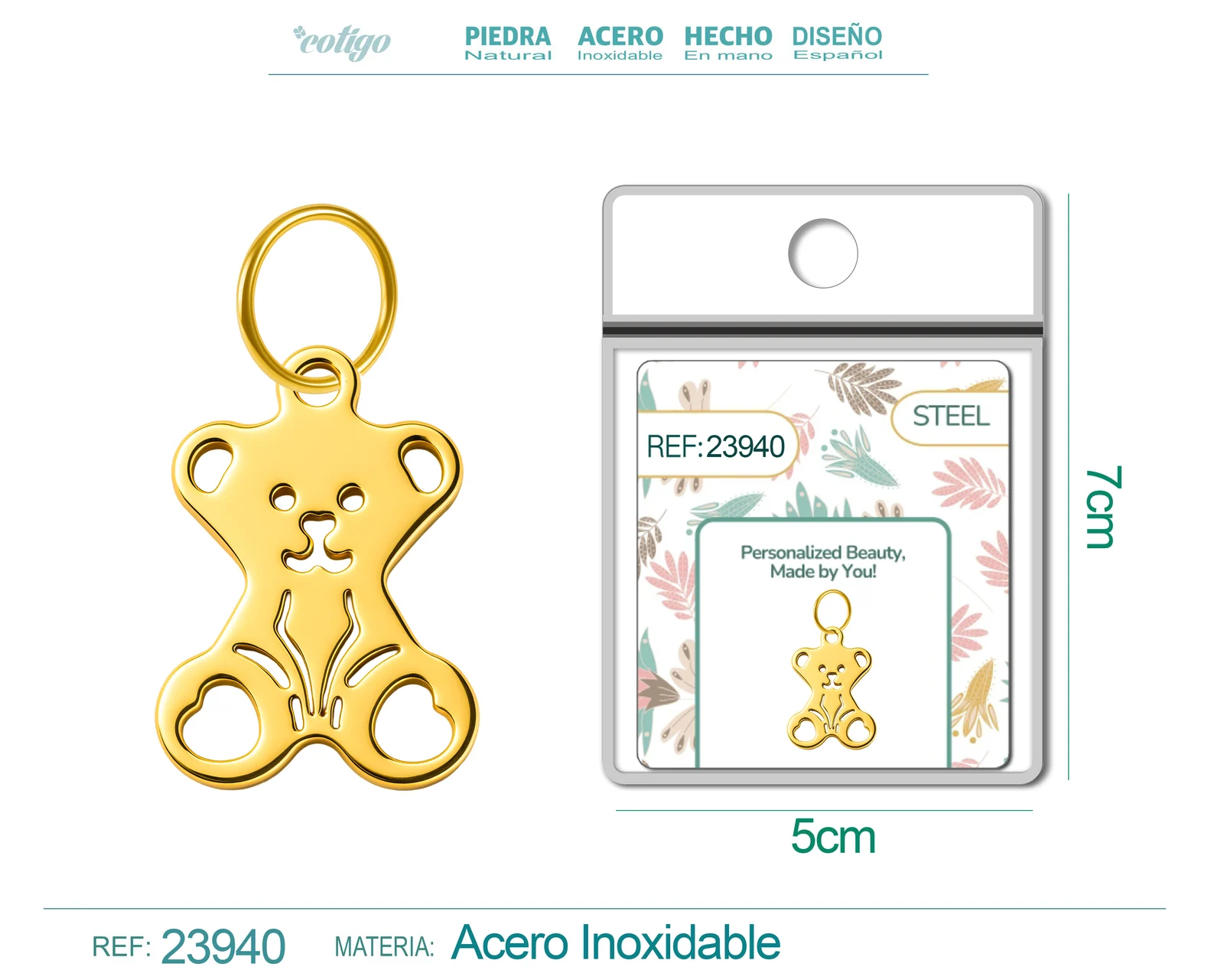 CHARM ACERO INOXIDABLE COLOR DORADO