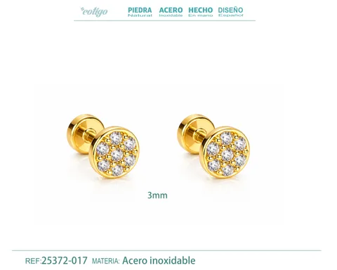 Pendiente-Piercing Bañado Oro 18K y con Circonita